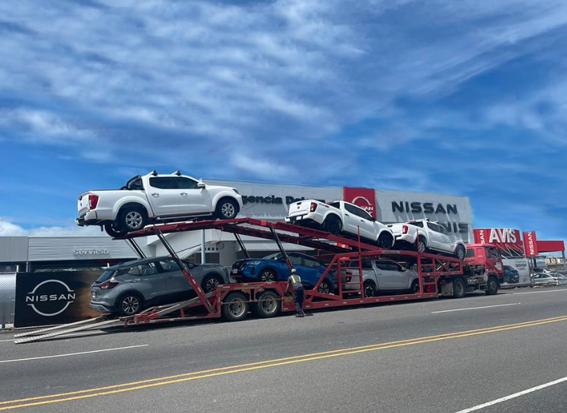 Vehicles on a truck