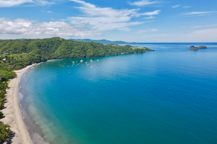 Aerial view of beautiful coastline in Guanacaste Costa Rica
