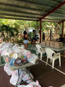 Packages of food for local relief in Playa Hermosa