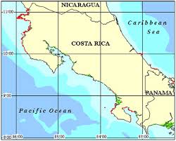 Map of Costa Rica's shorelines